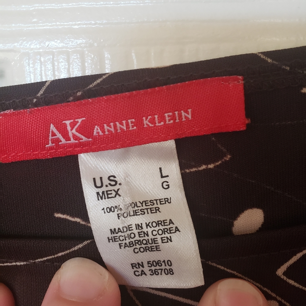 Ann Klein Crewneck Squiggle Dot Pattern Blouse - image 4